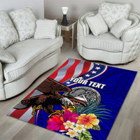 Personalised American Samoa and United States Area Rug Bald Eagle and Seal Hibiscus Polynesian Pattern