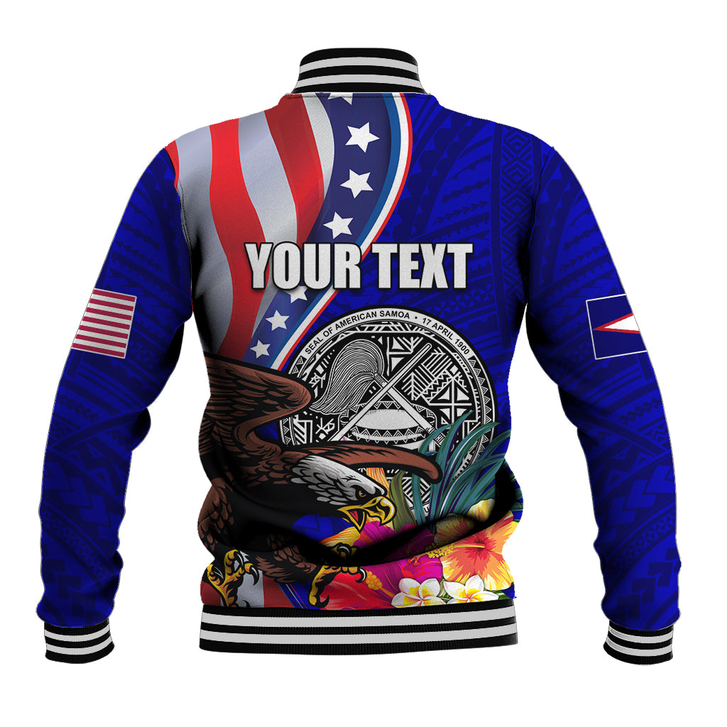 Personalised American Samoa and United States Baseball Jacket Bald Eagle and Seal Hibiscus Polynesian Pattern LT03 - Polynesian Pride