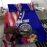Personalised American Samoa and United States Bedding Set Bald Eagle and Seal Hibiscus Polynesian Pattern LT03 - Polynesian Pride