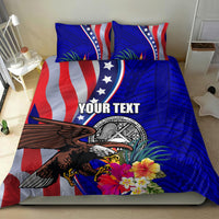 Personalised American Samoa and United States Bedding Set Bald Eagle and Seal Hibiscus Polynesian Pattern LT03 - Polynesian Pride