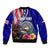 Personalised American Samoa and United States Bomber Jacket Bald Eagle and Seal Hibiscus Polynesian Pattern