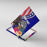 Personalised American Samoa and United States Canvas Wall Art Bald Eagle and Seal Hibiscus Polynesian Pattern LT03 With Frame Blue - Polynesian Pride