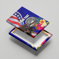 Personalised American Samoa and United States Canvas Wall Art Bald Eagle and Seal Hibiscus Polynesian Pattern LT03 - Polynesian Pride