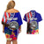 Personalised American Samoa and United States Couples Matching Off Shoulder Short Dress and Hawaiian Shirt Bald Eagle and Seal Hibiscus Polynesian Pattern