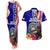 Personalised American Samoa and United States Couples Matching Tank Maxi Dress and Hawaiian Shirt Bald Eagle and Seal Hibiscus Polynesian Pattern