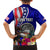 Personalised American Samoa and United States Family Matching Off Shoulder Short Dress and Hawaiian Shirt Bald Eagle and Seal Hibiscus Polynesian Pattern