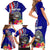 Personalised American Samoa and United States Family Matching Short Sleeve Bodycon Dress and Hawaiian Shirt Bald Eagle and Seal Hibiscus Polynesian Pattern