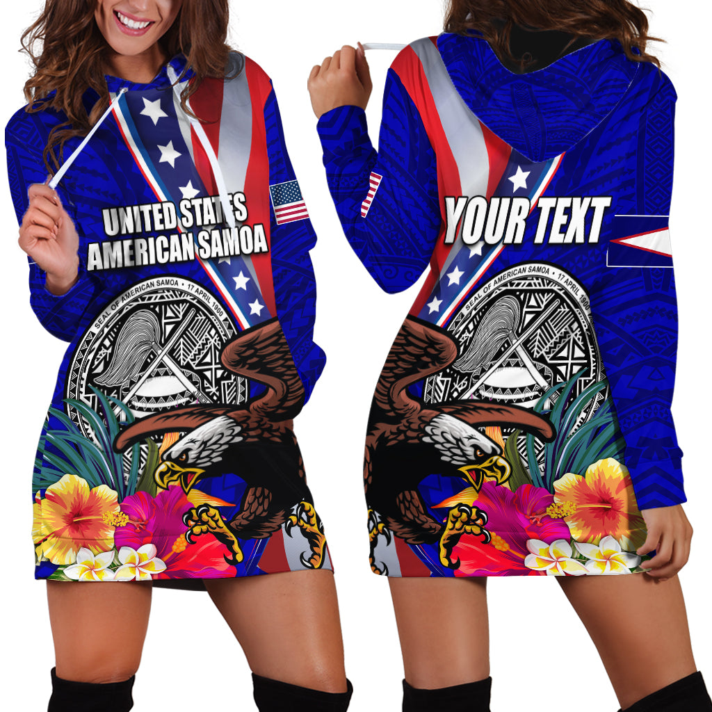Personalised American Samoa and United States Hoodie Dress Bald Eagle and Seal Hibiscus Polynesian Pattern LT03 - Polynesian Pride