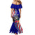 Personalised American Samoa and United States Mermaid Dress Bald Eagle and Seal Hibiscus Polynesian Pattern