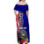 Personalised American Samoa and United States Off Shoulder Maxi Dress Bald Eagle and Seal Hibiscus Polynesian Pattern