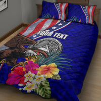 Personalised American Samoa and United States Quilt Bed Set Bald Eagle and Seal Hibiscus Polynesian Pattern LT03 - Polynesian Pride