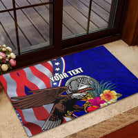 Personalised American Samoa and United States Rubber Doormat Bald Eagle and Seal Hibiscus Polynesian Pattern LT03 - Polynesian Pride