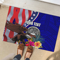Personalised American Samoa and United States Rubber Doormat Bald Eagle and Seal Hibiscus Polynesian Pattern LT03 - Polynesian Pride