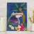 Guam Liberation Day 80th Anniversary Canvas Wall Art Palm Tree and Seal Artwork Hibiscus Polynesian Pattern