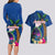 Guam Liberation Day 80th Anniversary Couples Matching Long Sleeve Bodycon Dress and Hawaiian Shirt Palm Tree and Seal Artwork Hibiscus Polynesian Pattern