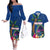 Guam Liberation Day 80th Anniversary Couples Matching Off The Shoulder Long Sleeve Dress and Hawaiian Shirt Palm Tree and Seal Artwork Hibiscus Polynesian Pattern