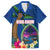 Guam Liberation Day 80th Anniversary Family Matching Long Sleeve Bodycon Dress and Hawaiian Shirt Palm Tree and Seal Artwork Hibiscus Polynesian Pattern