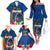 Guam Liberation Day 80th Anniversary Family Matching Off The Shoulder Long Sleeve Dress and Hawaiian Shirt Palm Tree and Seal Artwork Hibiscus Polynesian Pattern