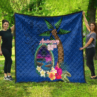 Guam Liberation Day 80th Anniversary Quilt Palm Tree and Seal Artwork Hibiscus Polynesian Pattern