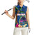 Guam Liberation Day 80th Anniversary Women Sleeveless Polo Shirt Palm Tree and Seal Artwork Hibiscus Polynesian Pattern