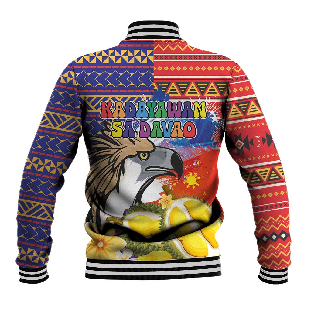 Philippines Kadayawan Baseball Jacket Filipino Eagle Durian with Polynesian and Igorots Pattern