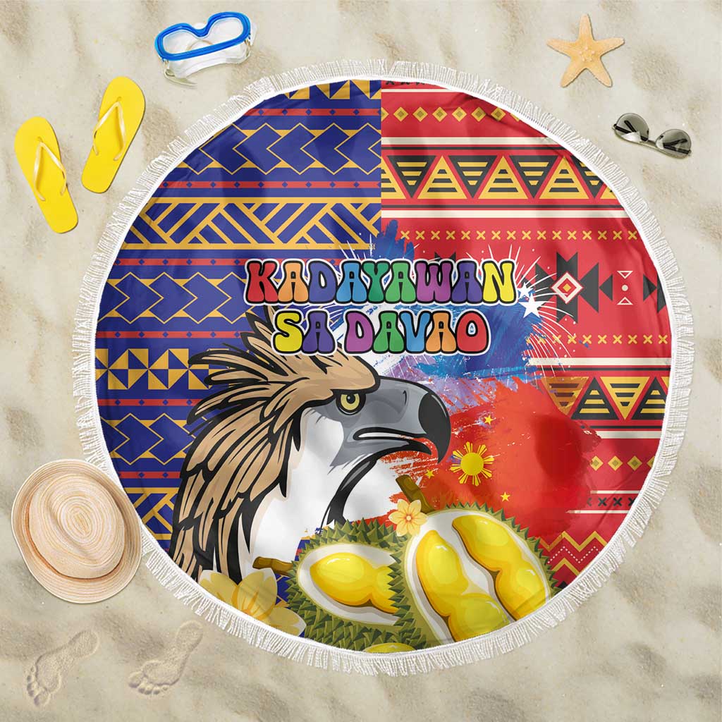 Philippines Kadayawan Beach Blanket Filipino Eagle Durian with Polynesian and Igorots Pattern