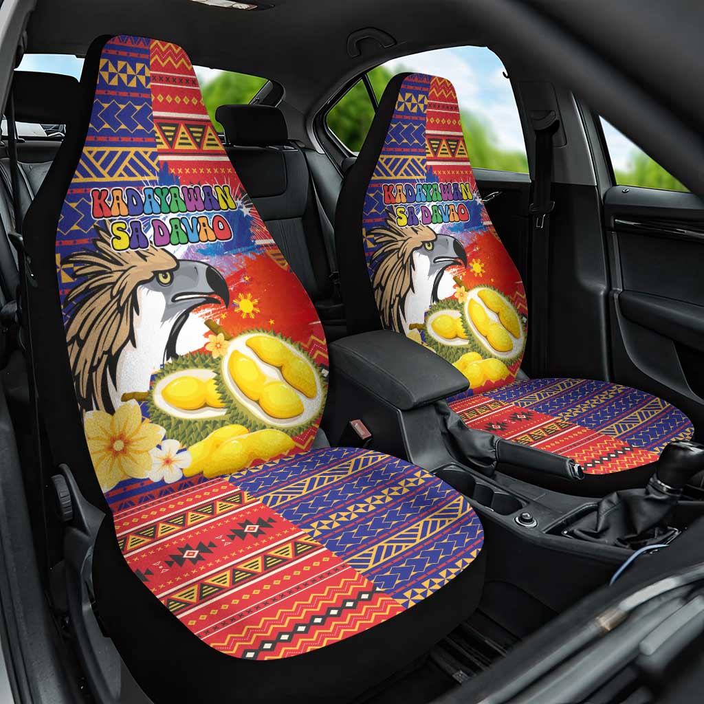 Philippines Kadayawan Car Seat Cover Filipino Eagle Durian with Polynesian and Igorots Pattern