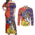 Philippines Kadayawan Couples Matching Off Shoulder Maxi Dress and Long Sleeve Button Shirt Filipino Eagle Durian with Polynesian and Igorots Pattern