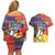 Philippines Kadayawan Couples Matching Off Shoulder Short Dress and Hawaiian Shirt Filipino Eagle Durian with Polynesian and Igorots Pattern