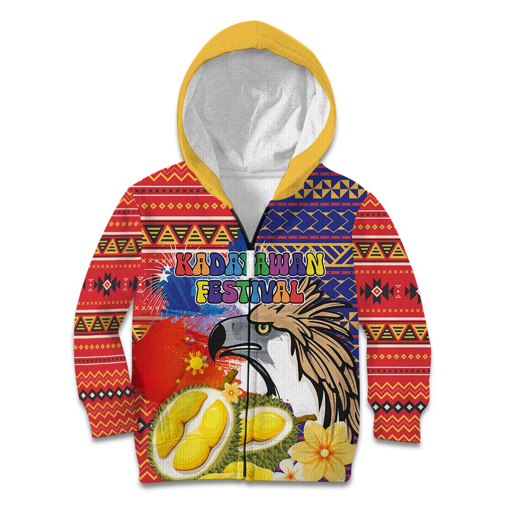 Philippines Kadayawan Kid Hoodie Filipino Eagle Durian with Polynesian and Igorots Pattern