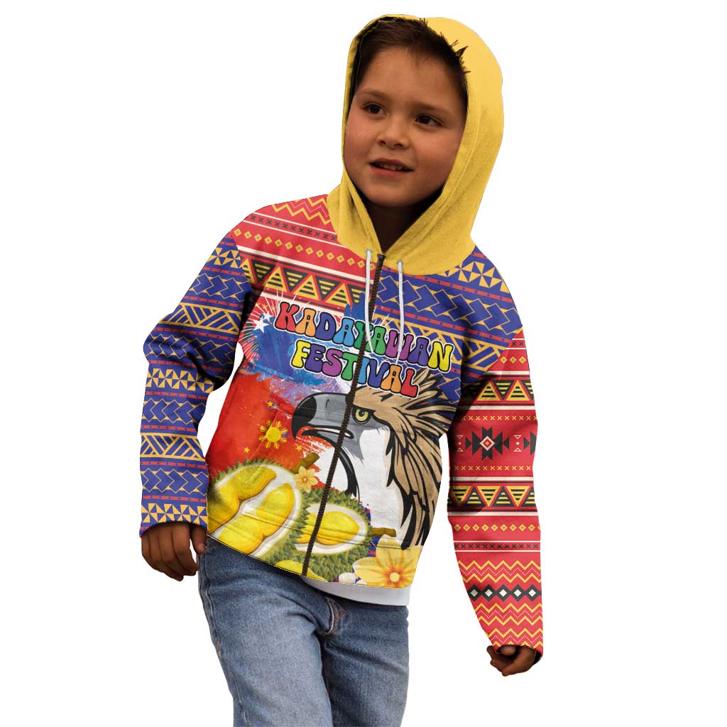 Philippines Kadayawan Kid Hoodie Filipino Eagle Durian with Polynesian and Igorots Pattern
