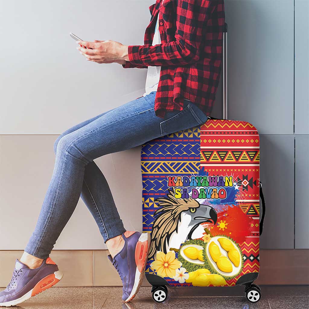 Philippines Kadayawan Luggage Cover Filipino Eagle Durian with Polynesian and Igorots Pattern