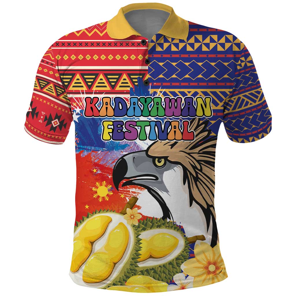 Philippines Kadayawan Polo Shirt Filipino Eagle Durian with Polynesian and Igorots Pattern