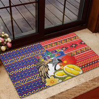 Philippines Kadayawan Rubber Doormat Filipino Eagle Durian with Polynesian and Igorots Pattern