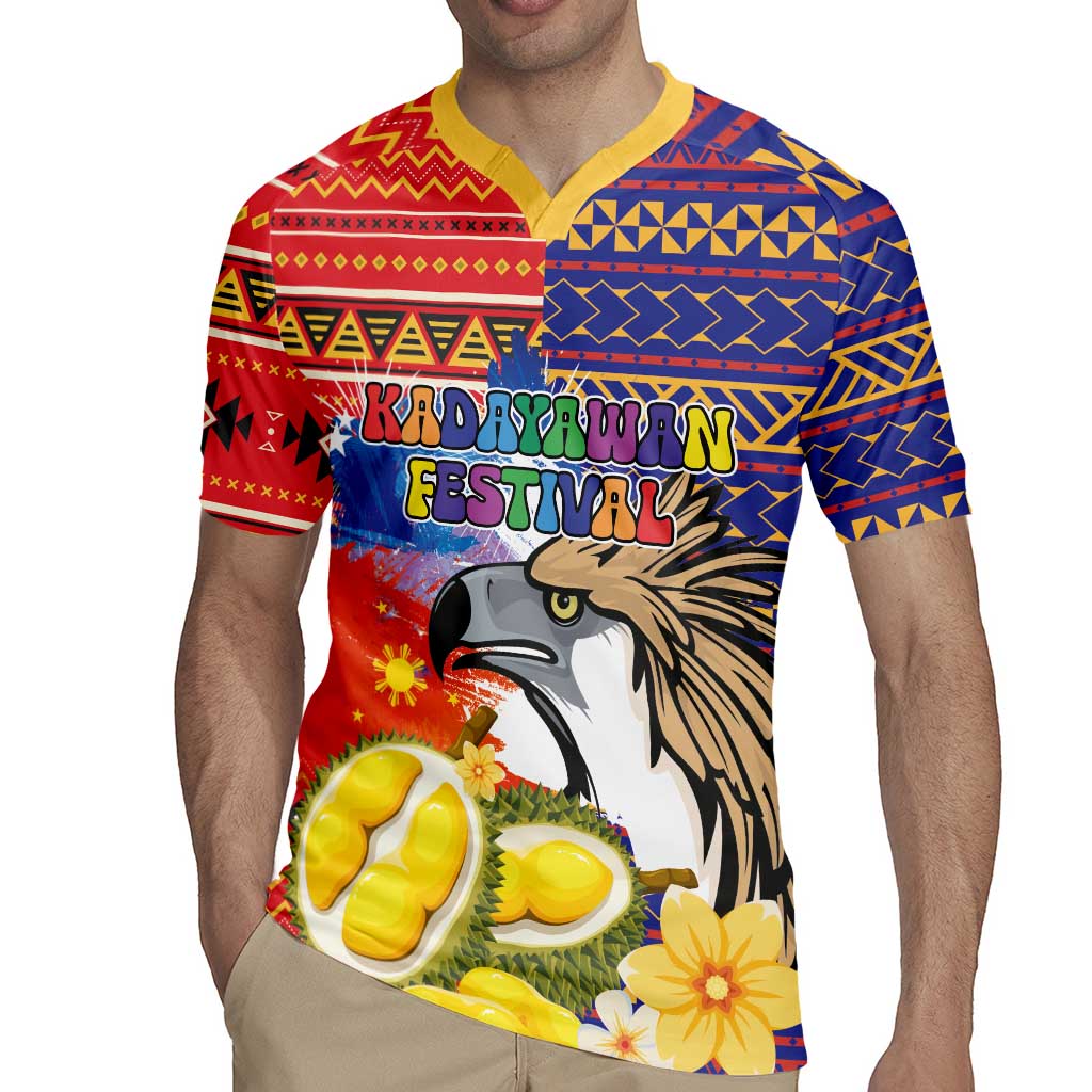 Philippines Kadayawan Rugby Jersey Filipino Eagle Durian with Polynesian and Igorots Pattern