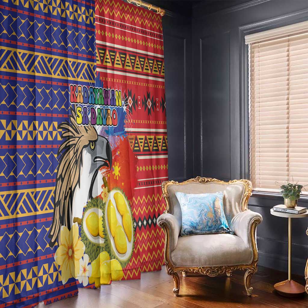 Philippines Kadayawan Window Curtain Filipino Eagle Durian with Polynesian and Igorots Pattern
