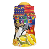 Philippines Kadayawan Women Sleeveless Polo Shirt Filipino Eagle Durian with Polynesian and Igorots Pattern