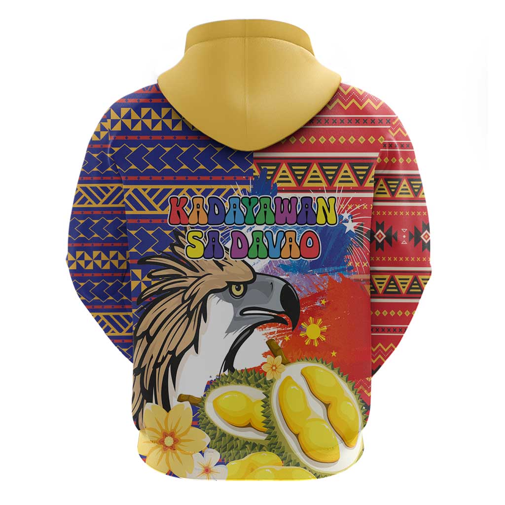 Philippines Kadayawan Zip Hoodie Filipino Eagle Durian with Polynesian and Igorots Pattern