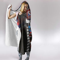Hawaii Statehood Day Hooded Blanket 50th state of the United States Kakau Tattoos and Hibiscus Grunge - Polynesian Pride