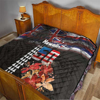 Hawaii Statehood Day Quilt 50th state of the United States Kakau Tattoos and Hibiscus Grunge - Polynesian Pride
