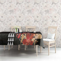 Hawaii Statehood Day Tablecloth 50th state of the United States Kakau Tattoos and Hibiscus Grunge - Polynesian Pride