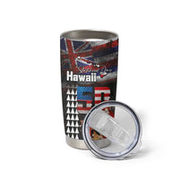 Hawaii Statehood Day Tumbler Cup 50th state of the United States Kakau Tattoos and Hibiscus Grunge - Polynesian Pride
