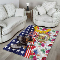 Hawaii and United States Together Area Rug Seal of Hawaii and Bald Eagle - Polynesian Pride
