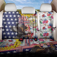 Hawaii and United States Together Back Car Seat Cover Seal of Hawaii and Bald Eagle - Polynesian Pride