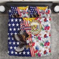 Hawaii and United States Together Bedding Set Seal of Hawaii and Bald Eagle - Polynesian Pride