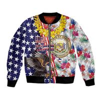 Hawaii and United States Together Bomber Jacket Seal of Hawaii and Bald Eagle - Polynesian Pride