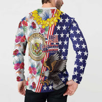 Hawaii and United States Together Button Sweatshirt Seal of Hawaii and Bald Eagle - Polynesian Pride