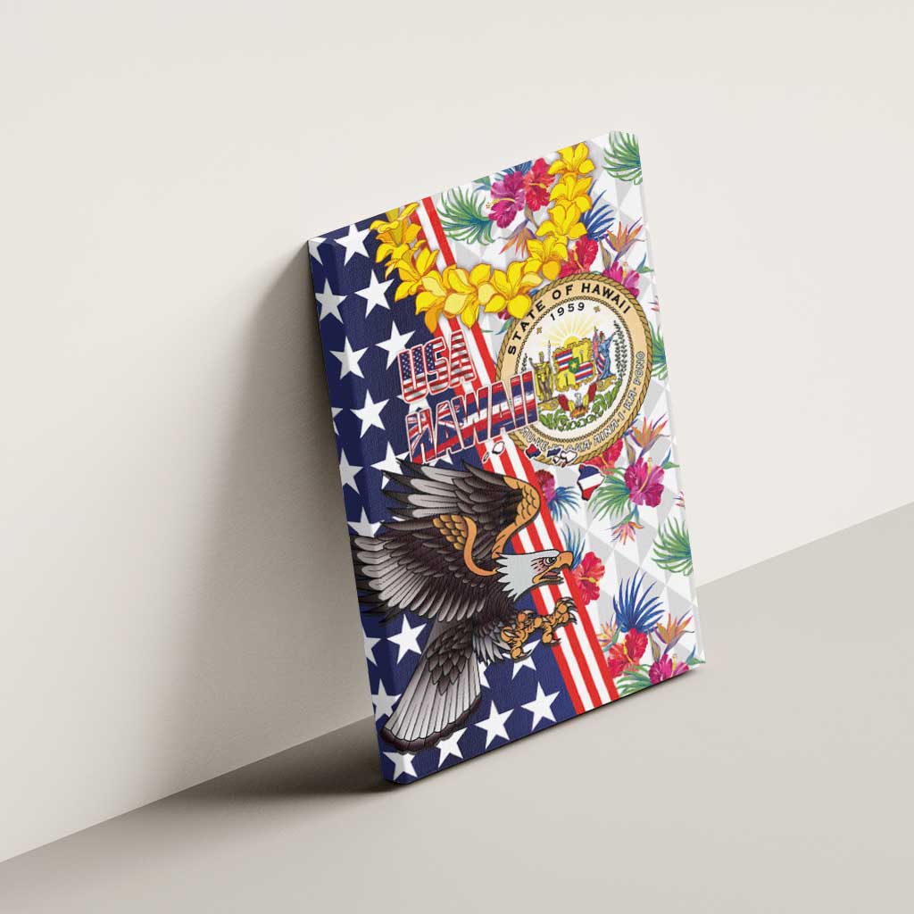 Hawaii and United States Together Canvas Wall Art Seal of Hawaii and Bald Eagle - Polynesian Pride