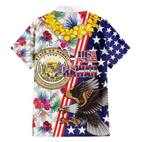Hawaii and United States Together Hawaiian Shirt Seal of Hawaii and Bald Eagle - Polynesian Pride