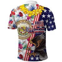Hawaii and United States Together Polo Shirt Seal of Hawaii and Bald Eagle - Polynesian Pride